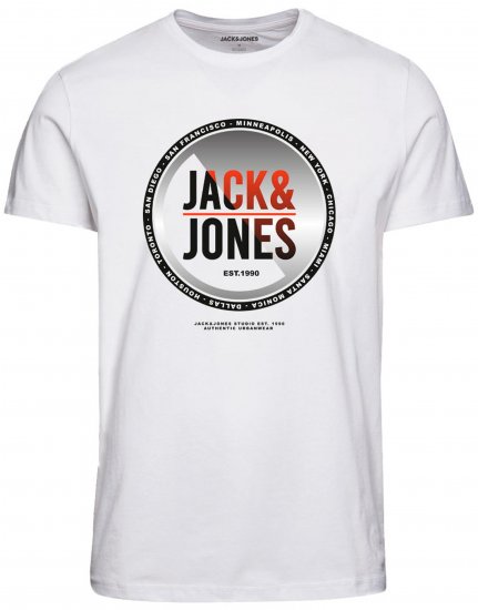 Jack & Jones JJSCOTT TEE White - T-paidat - Isot T-paidat 2XL – 14XL