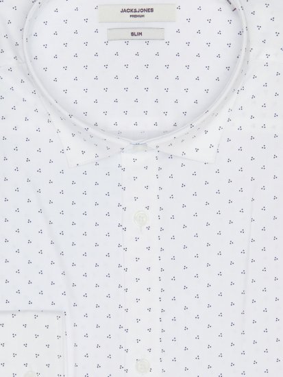 Jack & Jones JPRBLACARDIFF Print Shirt LS White - Kauluspaidat - Miesten isot kauluspaidat 2XL – 8XL