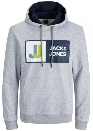 Jack & Jones JCOLOGAN Hoodie Grey - Hupparit ja collegepaidat - Miesten hupparit ja collegepaidat isot koot