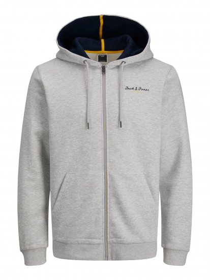 Jack & Jones JCOBERG SWEAT ZIP Hoodie Grey Melange - Hupparit ja collegepaidat - Miesten hupparit ja collegepaidat isot koot