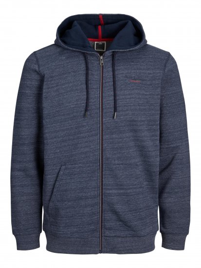 Jack & Jones JCOBERG SWEAT ZIP Hoodie Navy - Hupparit ja collegepaidat - Miesten hupparit ja collegepaidat isot koot