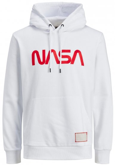 Jack & Jones JCONASA LOGO Hoodie White - Hupparit ja collegepaidat - Miesten hupparit ja collegepaidat isot koot