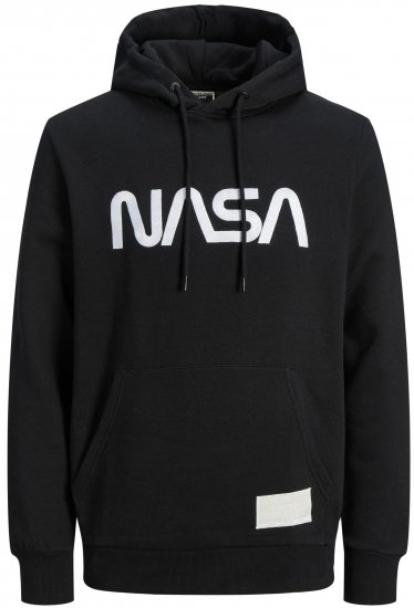 Jack & Jones JCONASA LOGO Hoodie Black - Hupparit ja collegepaidat - Miesten hupparit ja collegepaidat isot koot