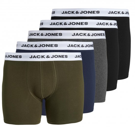 Jack & Jones BASIC White WB Trunks 5-Pack Green - Alusvaatteet & uimavaatteet - Miesten Isot alusvaatteet 