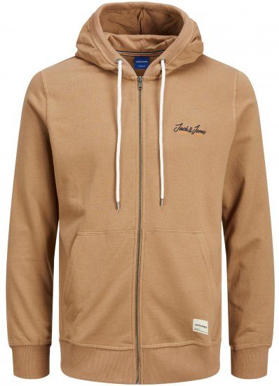Jack & Jones JORPAUL TONS ZIP Hoodie Brown - Hupparit ja collegepaidat - Miesten hupparit ja collegepaidat isot koot