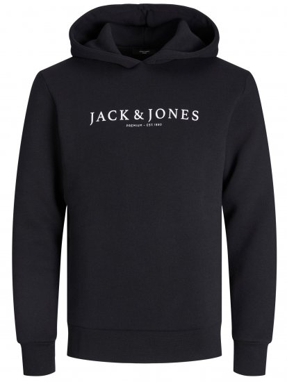 Jack & Jones JPRBLAAUGUST LOGO Hoodie Black - Hupparit ja collegepaidat - Miesten hupparit ja collegepaidat isot koot