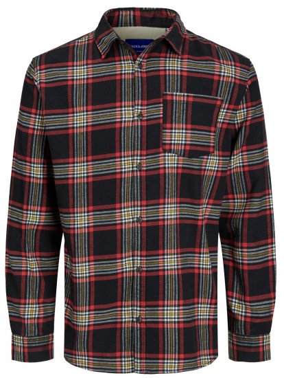 Jack & Jones JOROWEN CHECK COMFORT Shirt Black - Kauluspaidat - Miesten isot kauluspaidat 2XL – 8XL