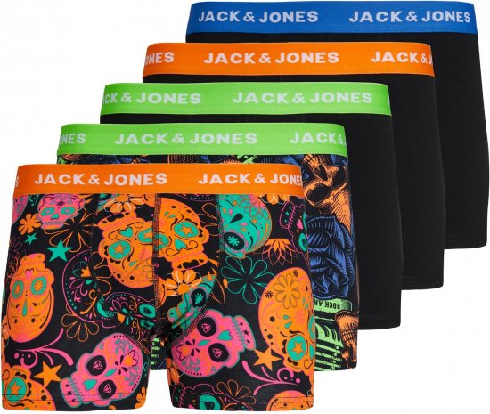 Jack & Jones JACPOP SKULLS TRUNKS 5 PACK Black - Alusvaatteet & uimavaatteet - Miesten Isot alusvaatteet 
