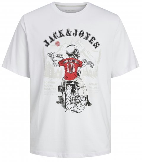 Jack & Jones JJSKULL ROCK T-Shirt White - T-paidat - Isot T-paidat 2XL – 14XL