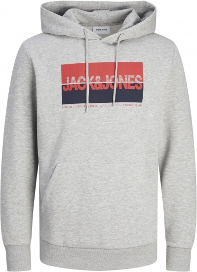 Jack & Jones JJNOLAN Hoodie Light Grey - Hupparit ja collegepaidat - Miesten hupparit ja collegepaidat isot koot