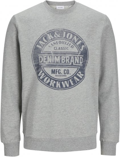 Jack & Jones JJJEANS Sweatshirt Light Grey - Hupparit ja collegepaidat - Miesten hupparit ja collegepaidat isot koot