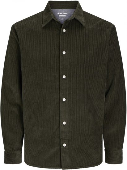 Jack & Jones CORDUROY Shirt Green - Kauluspaidat - Miesten isot kauluspaidat 2XL – 8XL