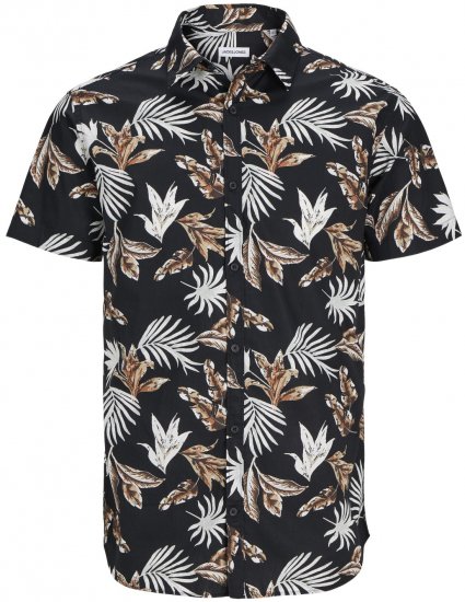 Jack & Jones JOSHUA Floral Shirt Black - Kauluspaidat - Miesten isot kauluspaidat 2XL – 8XL