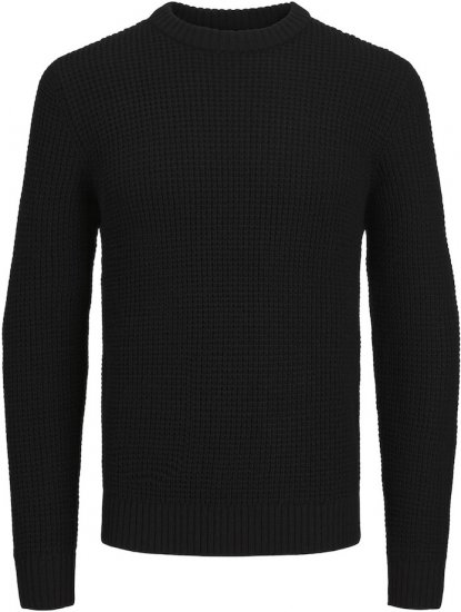 Jack & Jones LIAM Knitted Sweater Black - Hupparit ja collegepaidat - Miesten hupparit ja collegepaidat isot koot