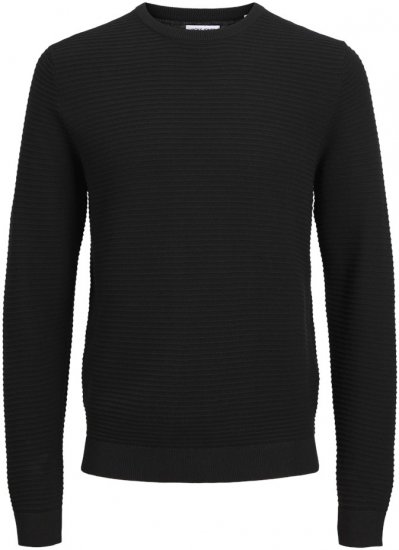 Jack & Jones OTTO Knitted Sweater Black - Hupparit ja collegepaidat - Miesten hupparit ja collegepaidat isot koot