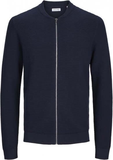 Jack & Jones OTTO Knitted Sweater with Zipper Navy - Hupparit ja collegepaidat - Miesten hupparit ja collegepaidat isot koot