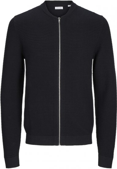Jack & Jones OTTO Knitted Sweater with Zipper Black - Hupparit ja collegepaidat - Miesten hupparit ja collegepaidat isot koot