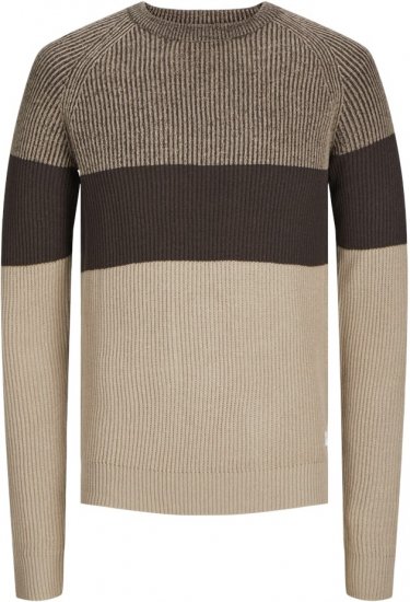 Jack & Jones PANNEL Knitted Sweater Brown - Hupparit ja collegepaidat - Miesten hupparit ja collegepaidat isot koot