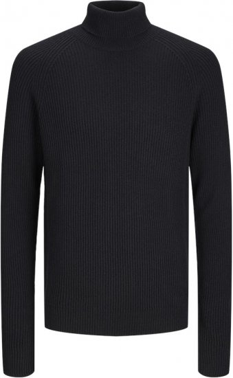 Jack & Jones PANNEL Turtleneck Knitted Sweater Black - Hupparit ja collegepaidat - Miesten hupparit ja collegepaidat isot koot
