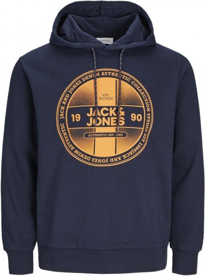 Jack & Jones RIO Hoodie Navy Blazer - Hupparit ja collegepaidat - Miesten hupparit ja collegepaidat isot koot