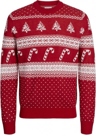 Jack & Jones GABRIEL XMAS Knitted Sweater Red - Hupparit ja collegepaidat - Miesten hupparit ja collegepaidat isot koot