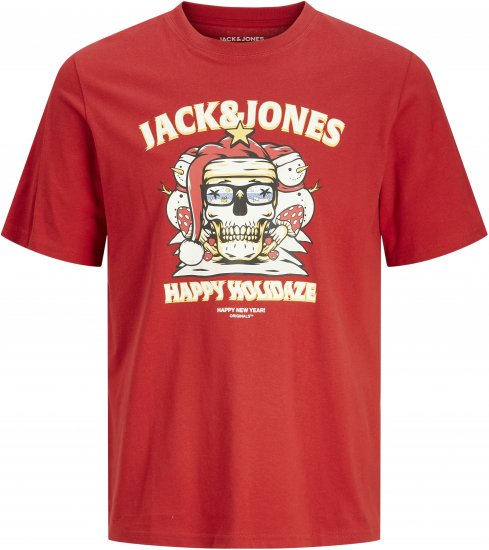 Jack & Jones XMAS Christmas Skull T-Shirt Red - T-paidat - Isot T-paidat 2XL – 14XL