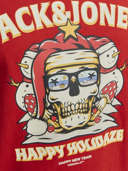 Jack & Jones XMAS Christmas Skull T-Shirt Red - T-paidat - Isot T-paidat 2XL – 14XL