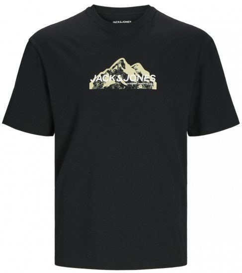 Jack & Jones JCOMOUNTAIN LOGO T-Shirt Black - T-paidat - Isot T-paidat 2XL – 14XL
