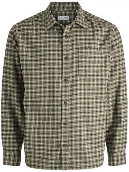 Jack & Jones Mini Check Long Sleeve Shirt Dusty Olive - Kauluspaidat - Miesten isot kauluspaidat 2XL – 8XL