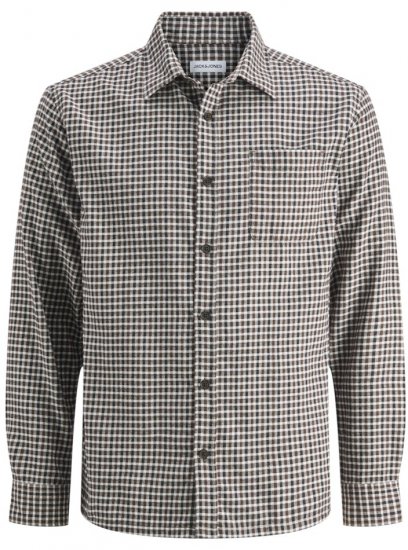 Jack & Jones Mini Check Long Sleeve Shirt Navy Blazer - Kauluspaidat - Miesten isot kauluspaidat 2XL – 8XL