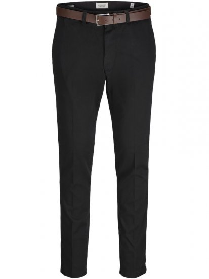 Jack & Jones Marco Franco Chino With Belt Black - Farkut ja housut - Miesten isot farkut ja isot housut W40-W70