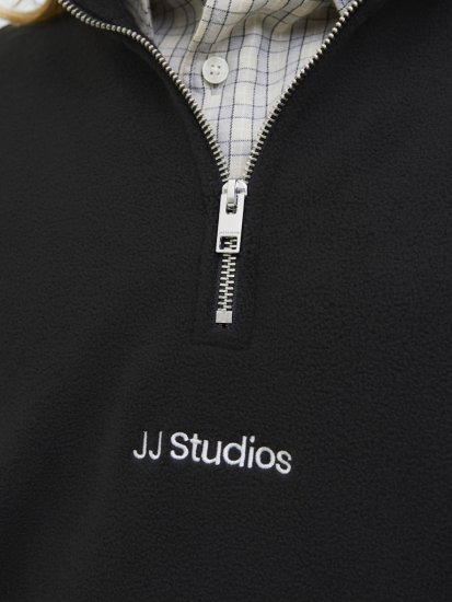 Jack & Jones Soho Half Zip Fleece Sweatshirt Black - Hupparit ja collegepaidat - Miesten hupparit ja collegepaidat isot koot