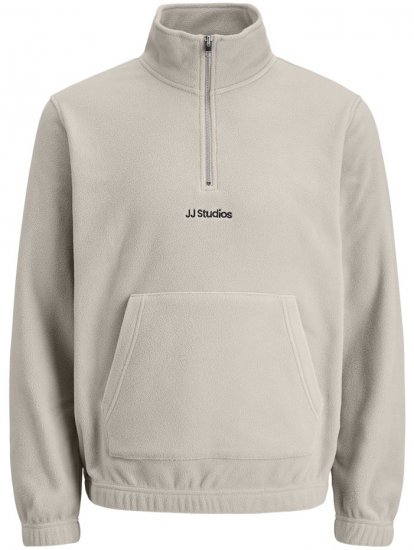 Jack & Jones Soho Half Zip Fleece Sweatshirt Moonbeam - Hupparit ja collegepaidat - Miesten hupparit ja collegepaidat isot koot