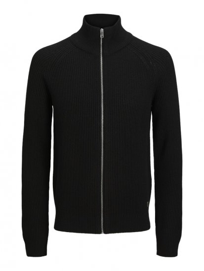 Jack & Jones Pannel Zip Knit Cardigan Black - Hupparit ja collegepaidat - Miesten hupparit ja collegepaidat isot koot