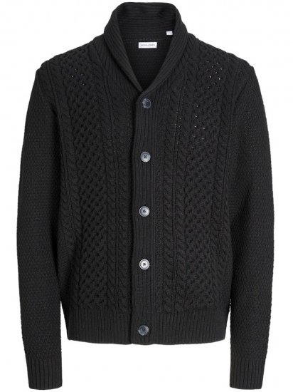 Jack & Jones Paul Shawl Knit Cardigan Black - Hupparit ja collegepaidat - Miesten hupparit ja collegepaidat isot koot