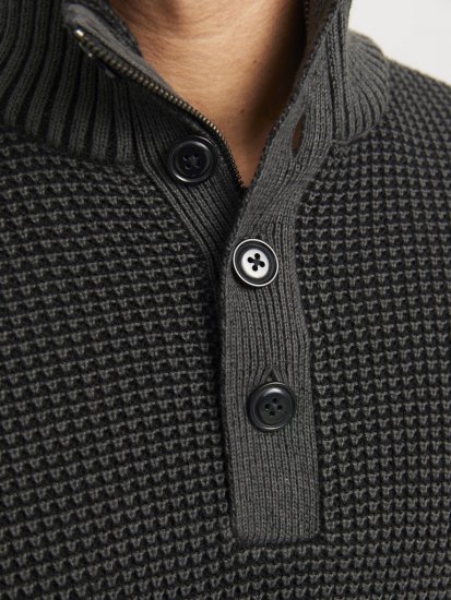Jack & Jones Ethan High Neck Knit Pullover Black - Hupparit ja collegepaidat - Miesten hupparit ja collegepaidat isot koot