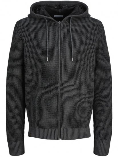Jack & Jones Zip Knit Hoodie Black - Hupparit ja collegepaidat - Miesten hupparit ja collegepaidat isot koot