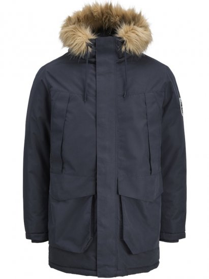 Jack & Jones Camp Faux Fur Parka Dark Navy - Takit - Miesten Takit, isot koot – 2XL – 12XL