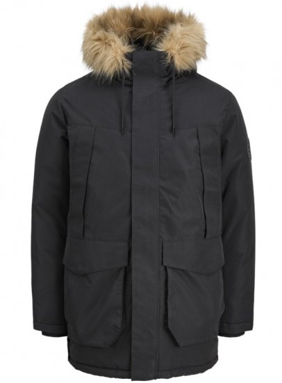 Jack & Jones Camp Faux Fur Parka Black - Takit - Miesten Takit, isot koot – 2XL – 12XL