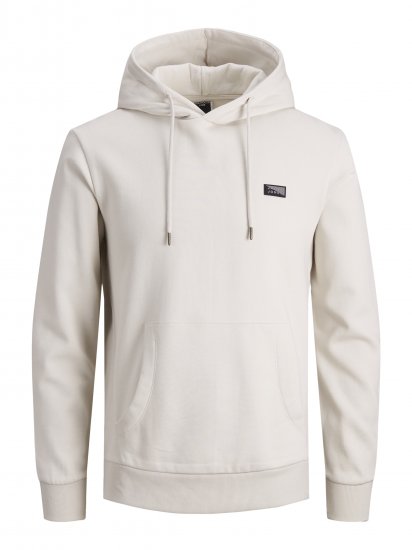 Jack & Jones JCOKING SWEAT HOOD Light Gray - Hupparit ja collegepaidat - Miesten hupparit ja collegepaidat isot koot