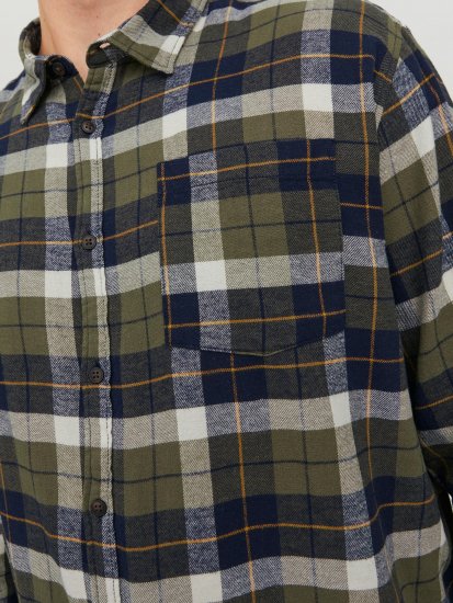 Jack & Jones JOROWEN CHECK COMFORT Shirt Olive - Kauluspaidat - Miesten isot kauluspaidat 2XL – 8XL