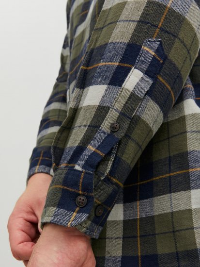Jack & Jones JOROWEN CHECK COMFORT Shirt Olive - Kauluspaidat - Miesten isot kauluspaidat 2XL – 8XL