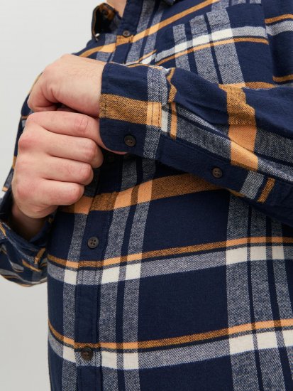 Jack & Jones JOROWEN CHECK COMFORT Shirt Navy - Kauluspaidat - Miesten isot kauluspaidat 2XL – 8XL