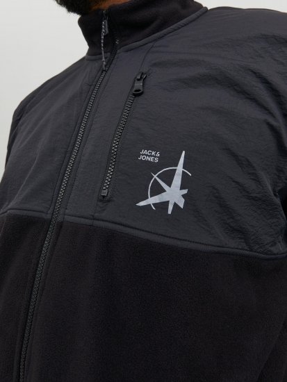 Jack & Jones JCOFILO POLARFLEECE with Zipper Black - Hupparit ja collegepaidat - Miesten hupparit ja collegepaidat isot koot