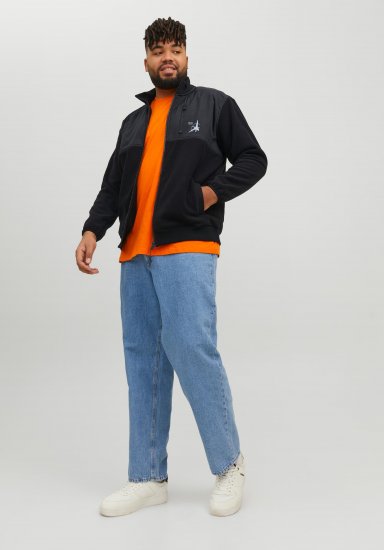 Jack & Jones JCOFILO POLARFLEECE with Zipper Black - Hupparit ja collegepaidat - Miesten hupparit ja collegepaidat isot koot