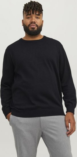 Jack & Jones BASIC Knitted Sweater Black - Hupparit ja collegepaidat - Miesten hupparit ja collegepaidat isot koot