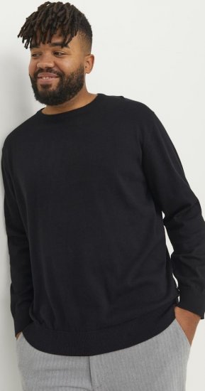 Jack & Jones BASIC Knitted Sweater Black - Hupparit ja collegepaidat - Miesten hupparit ja collegepaidat isot koot