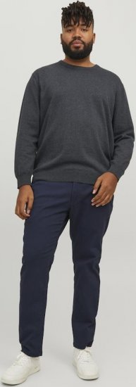 Jack & Jones BASIC Knitted Sweater Dark Grey Melange - Hupparit ja collegepaidat - Miesten hupparit ja collegepaidat isot koot
