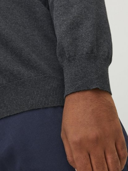 Jack & Jones BASIC Knitted Sweater Dark Grey Melange - Hupparit ja collegepaidat - Miesten hupparit ja collegepaidat isot koot