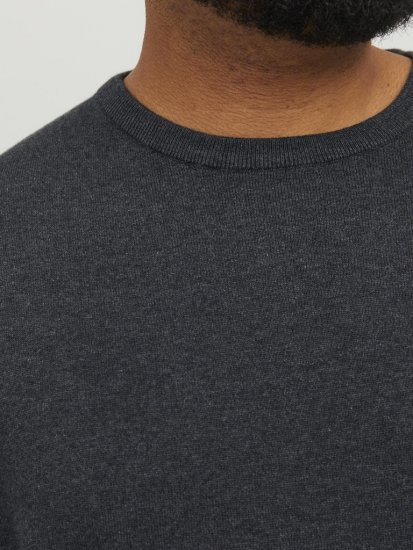 Jack & Jones BASIC Knitted Sweater Dark Grey Melange - Hupparit ja collegepaidat - Miesten hupparit ja collegepaidat isot koot